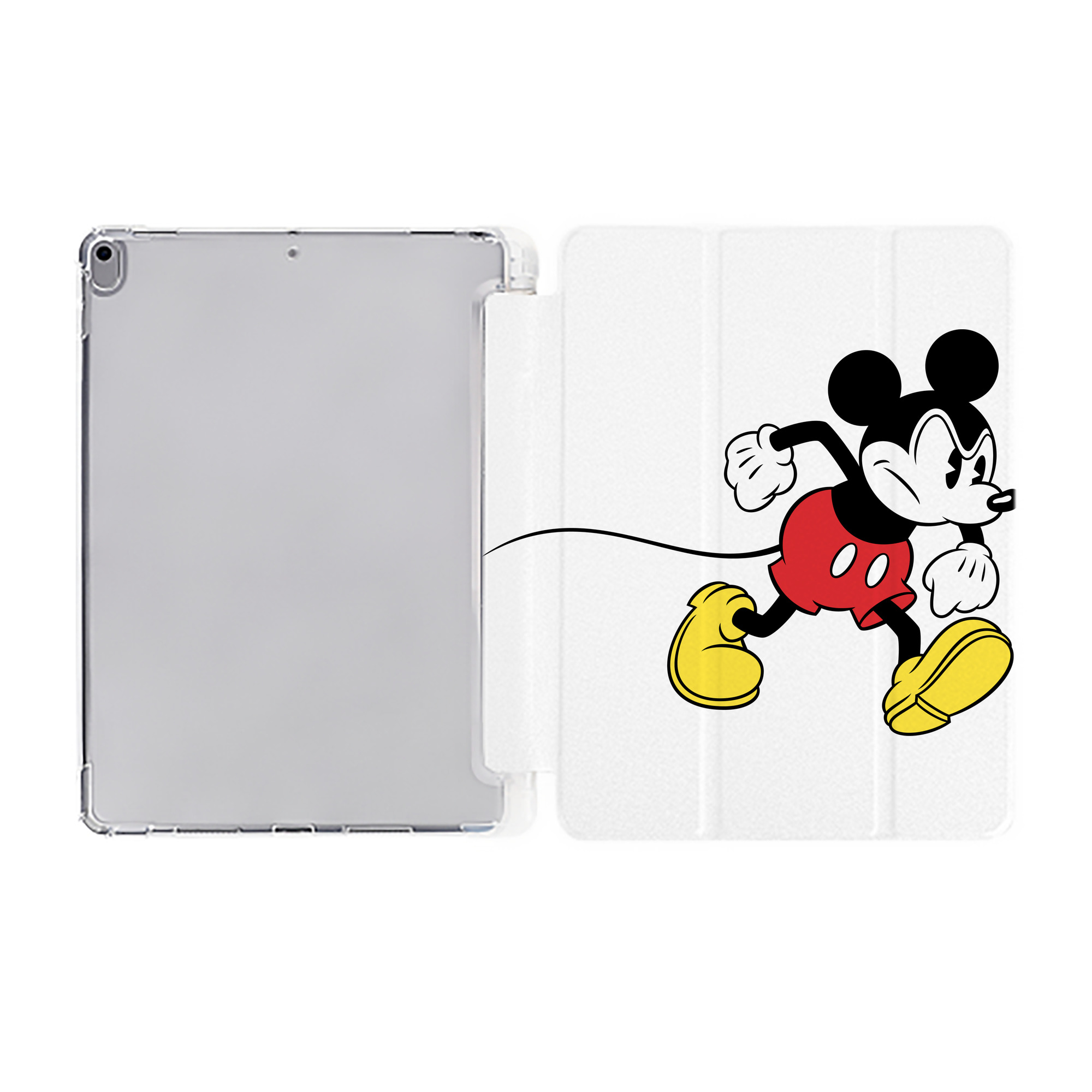 （画像用） ミッキーマウス Mickey Mouse IPad ケース ペン収納付き 三つ折りスタンド PUレザー×シリコン 対応機種9.5/10.5/10.9インチ